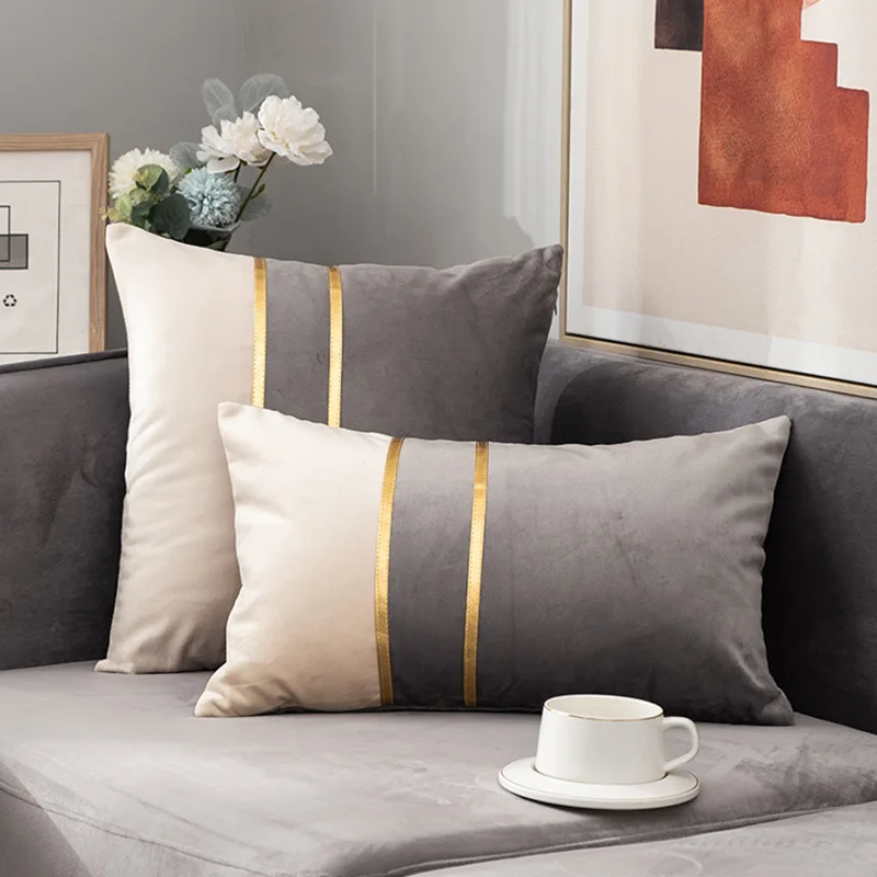 

Velvet Cushion Cover 45x45cm 30x50cm Decorative Pillows Case for Sofa Luxury Pillow Cover with Gold Strip New Year Pillowcases