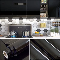 shiny black diy self adhesive kitchen cabinets wallpaper waterproof wall stickers vinyl contact paper renovation home decor film