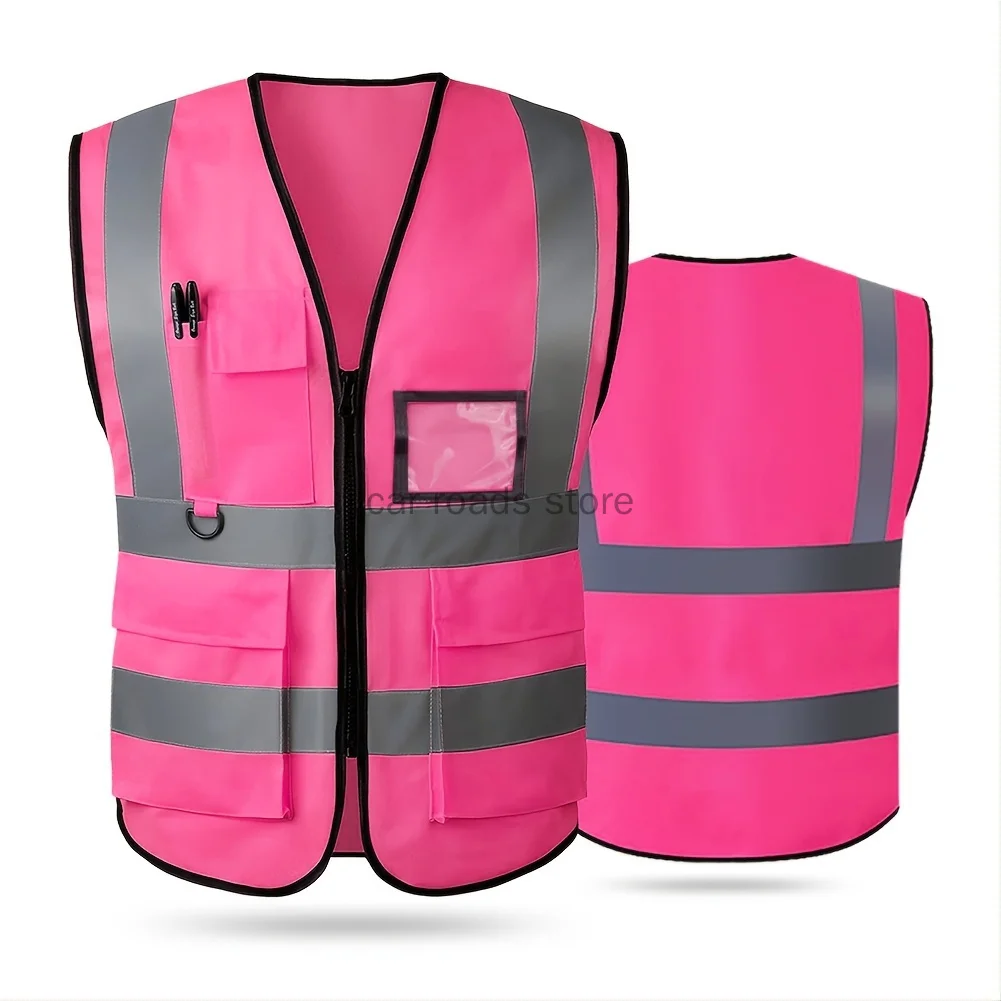 Reflective Safety Vest For Women Men High Visibility Security With Pockets Zipper Front Meets ANSI/ISEA Standards