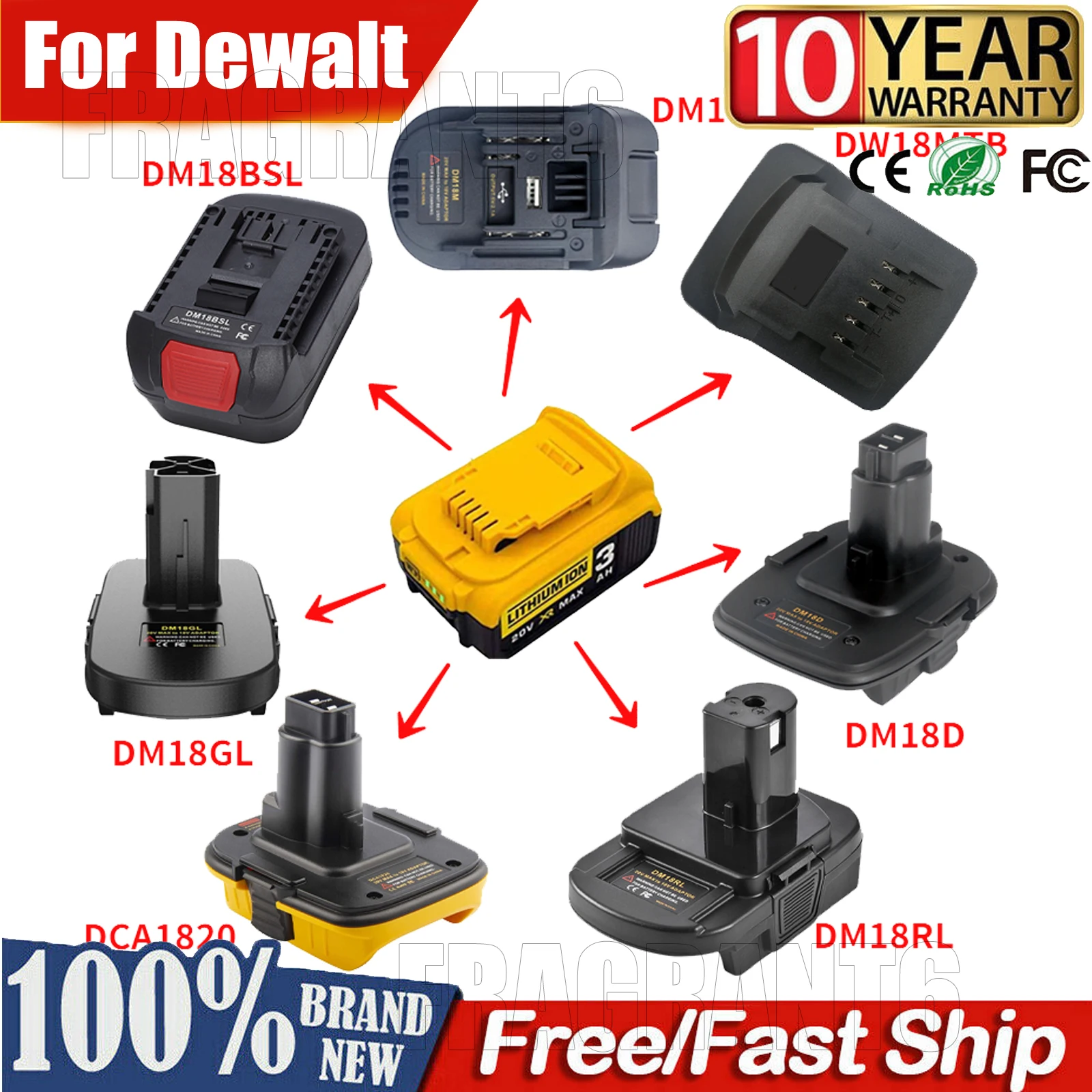 Power Tool Adapter DM18M etc. Converter For Dewalt 18V Li-ion Battery for Makita Milwaukee Bosch Ryobi