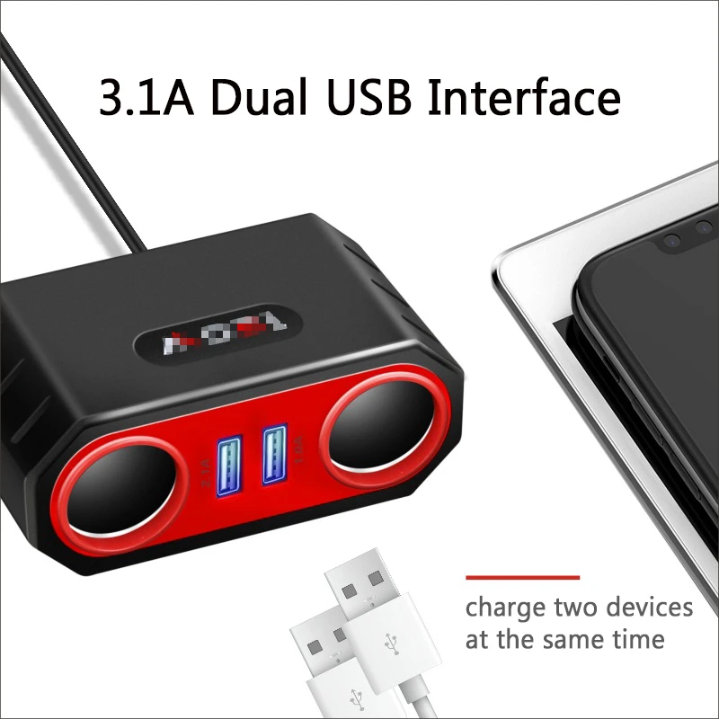 

Автомобильный USB-разветвитель для прикуривателя, 120 В, Вт, а