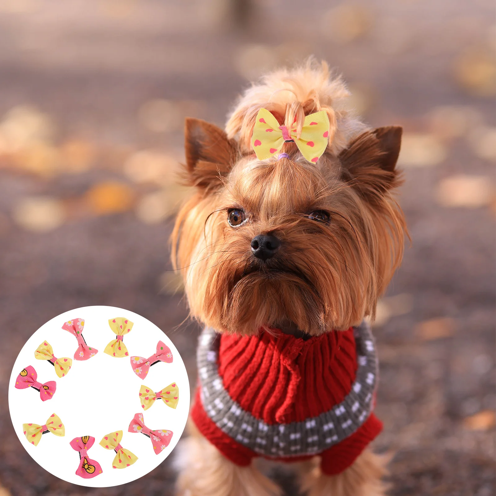 

10pcs Hair Bows with Alligator Clips Small Dogs Bowknot Hair Clip Cat Puppy Kitten Barrettes for Grooming Hair Accessories ( )