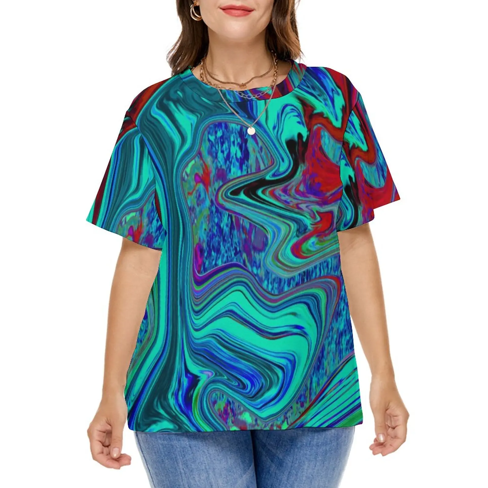 

Retro 60s Ar T Shirt Groovy Abstract Print Trendy T Shirts Short Sleeve Pattern Tops Womens Streetwear Clothes Plus Size 7XL 8XL