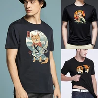 2022 summer mens t shirt fashion harajuku short sleeve casual japan cat printed hip hop streetwear slim soft top pullover tees