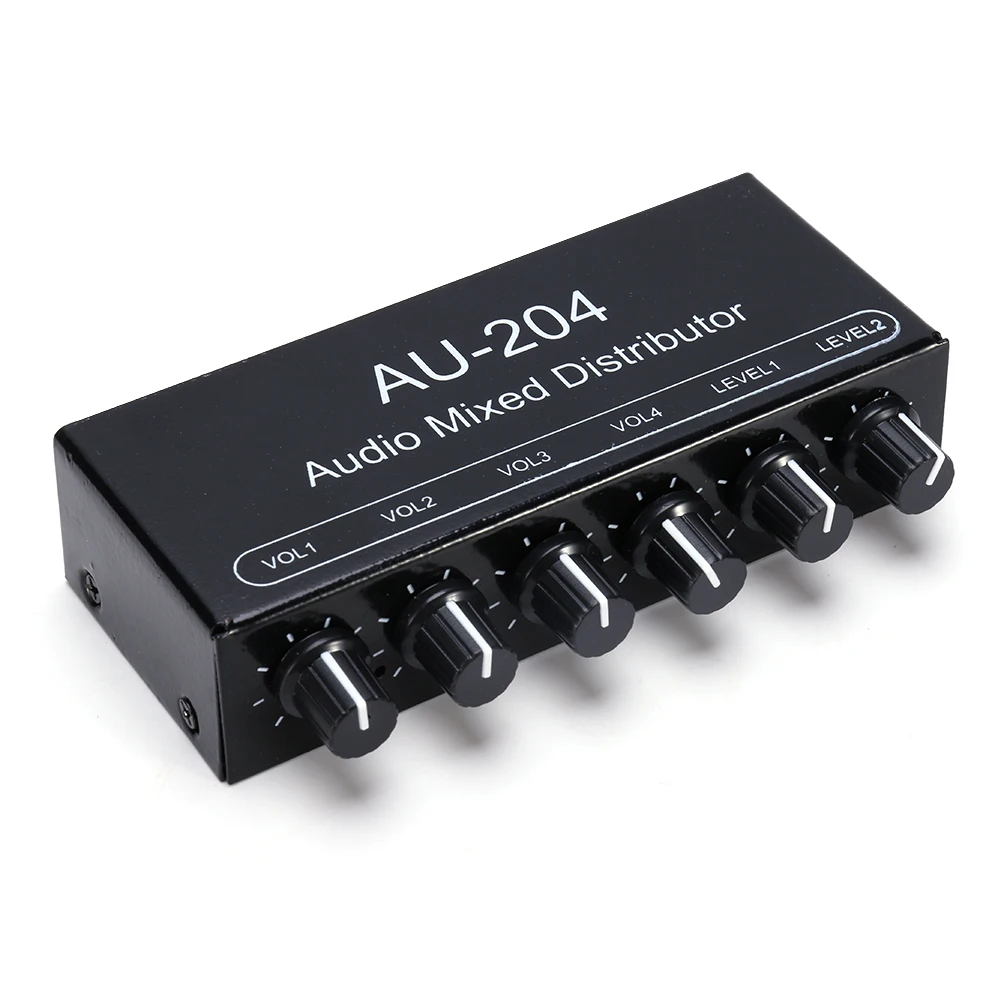 

DC5-19V Stereo Earphone Amplifier 3.5mm AUX Jack Stereo Audio Signal Mixer Board 2 Input 4 Output for Studio Conference Recordin