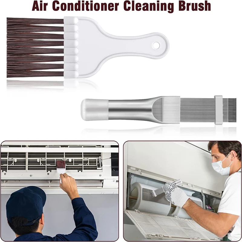 

2pcs Air Conditioning Fin Comb Gap Brush Kit Cleaning Brush Condenser Radiator Fin Cleaning Brush Household Cleaning Tools
