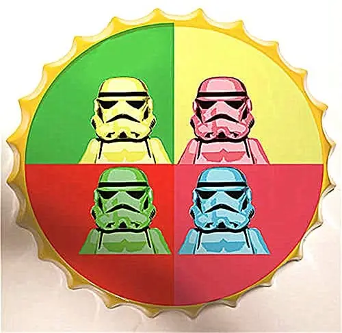 

Royal Tin Sign Bottle Cap Metal Tin Sign Robot Soldier Mechanic Diameter 13.8 inches, Round Metal Signs for Home and Kitchen