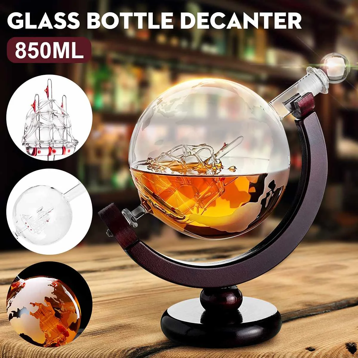 

850ml Glass High Grade Spiral Earth Globe Shaped Wine Decanter Gift Box Harp Swan Decanter Creative Wine Separator