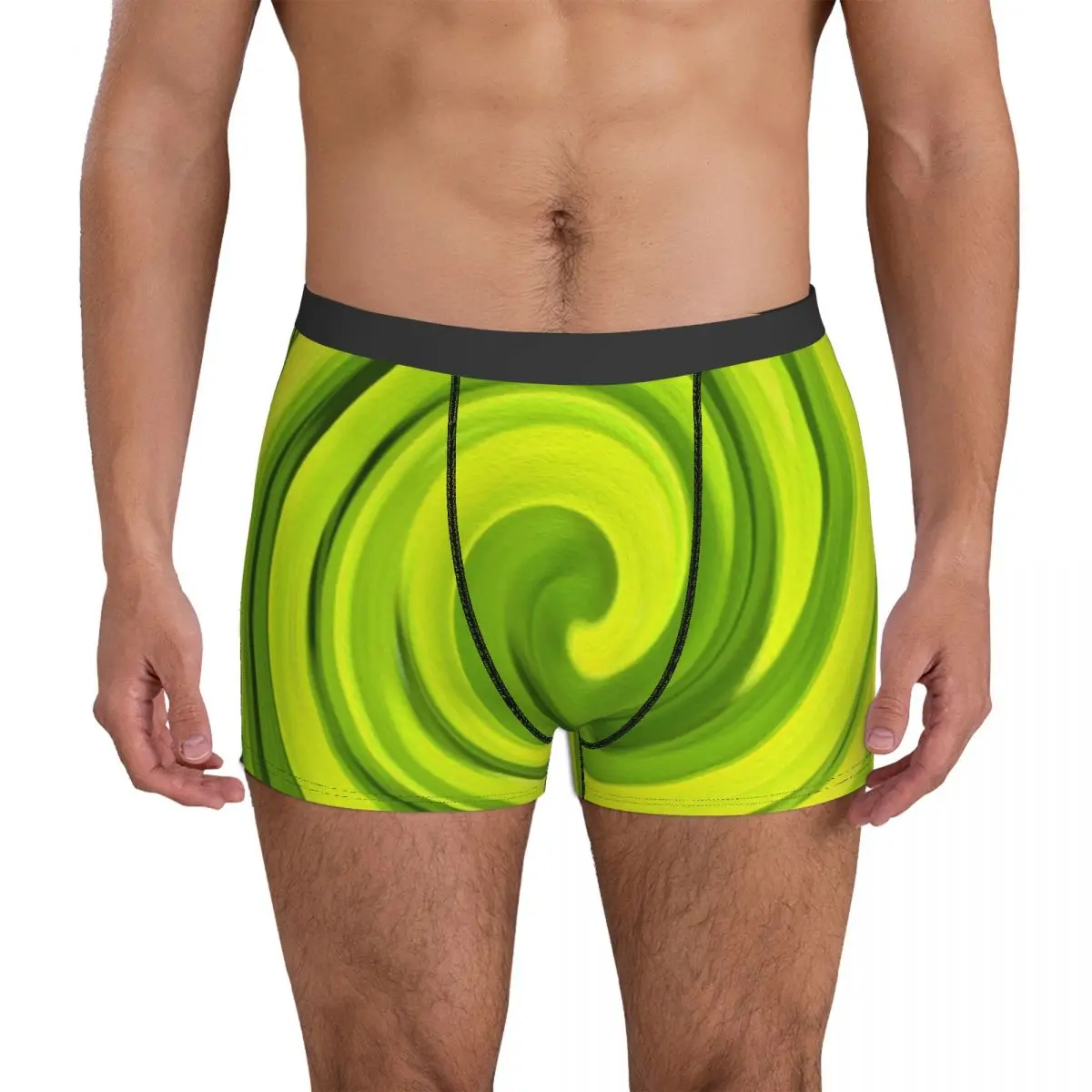 

Green Liquid Art Underwear Groovy Abstract Swirl 3D Pouch Trenky Boxer Shorts Boxer Brief Breathable Males Underpants Plus Size