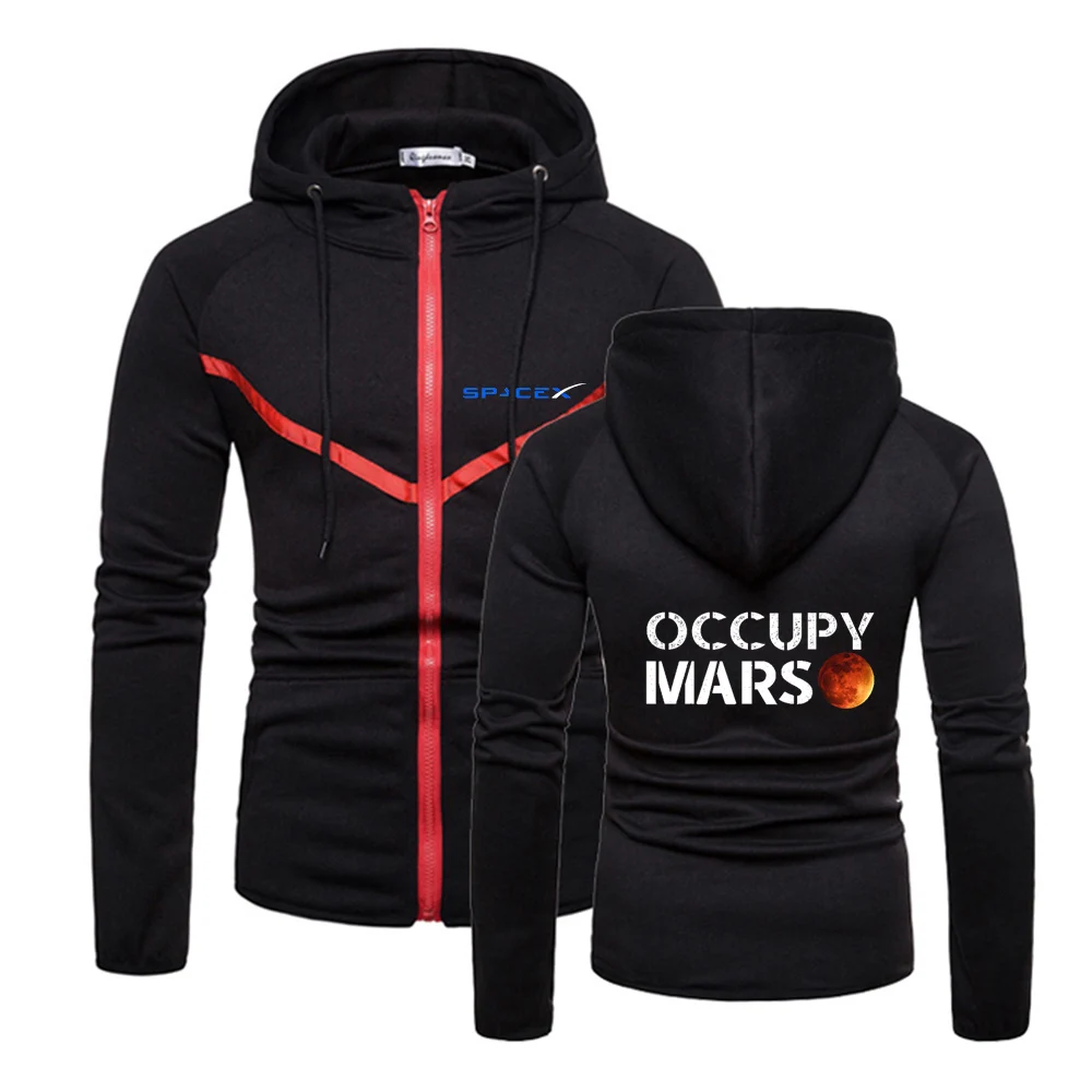 

2022 Men's SpaceX Printing Zipper Jacket SpaceX Hoodies Fitness Sweatshirts Solid Color Comfortable Sportswear Coat