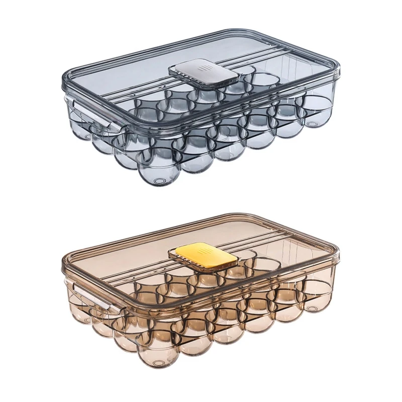 

Stable Egg Storage Box w/ Cover 24 Grids Large Capacity Refrigerator Egg Fresh Preservation Container Stackable Egg Tray