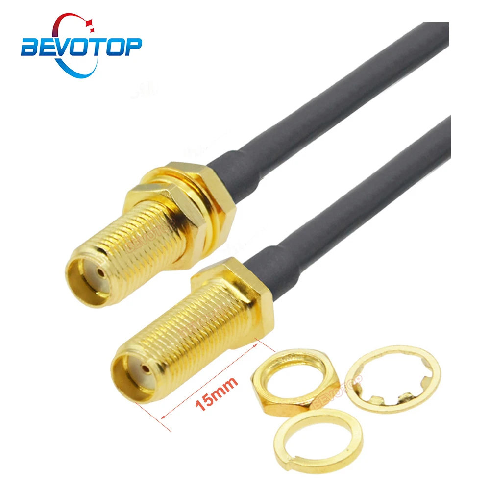 

15MM Thread Long SMA / RP-SMA Female Bulkhead Jack RG58 50 ohm RF Coaxial Cable WiFi Antenna Extension Pigtail SMA to SMA Jumper