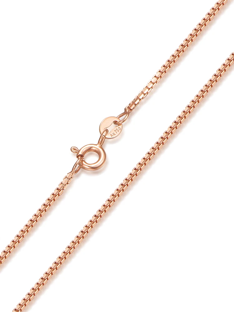 

Pure Gold Chain For Women Real 18K Rose Gold Box Necklace Thin Link 0.6mm/1.1mm/1.3mmW Gold Italian Au750 Jewelry 16inch 18inchL