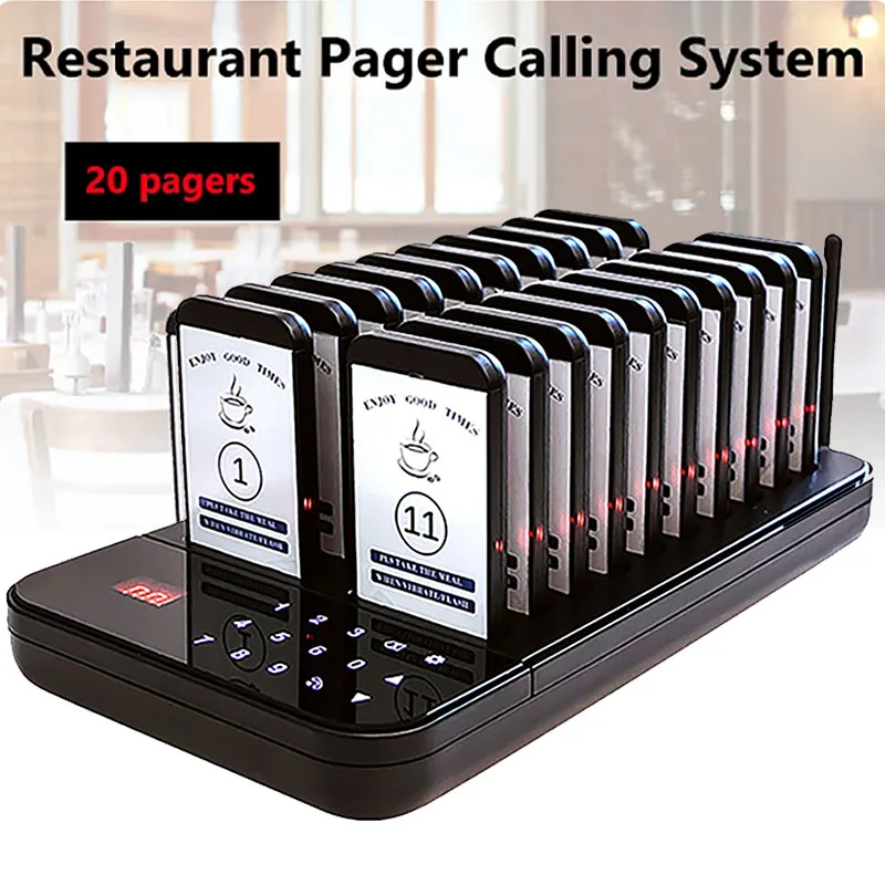 

Wireless Restaurant Pager Food Truck Coasters Buzzer Pager Receiver Calling System For Bar Cafe Food Court Church Queuing System
