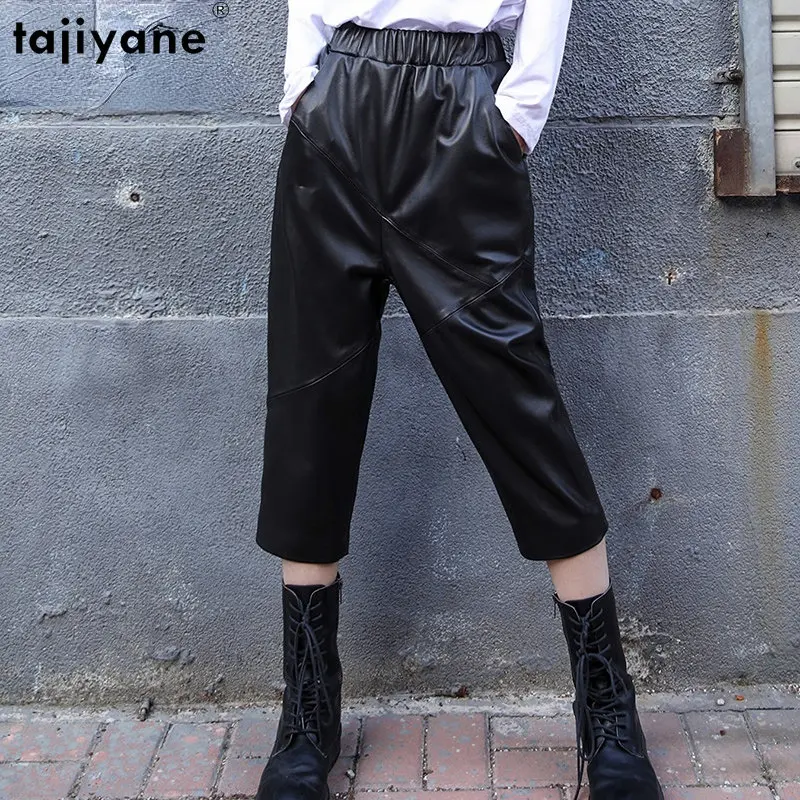 Tajiyane Genuine Leather Pants Women Clothing 100% Real Sheepskin Trousers Women Cross-pants Casual Pants Korean Fashion SGG1208