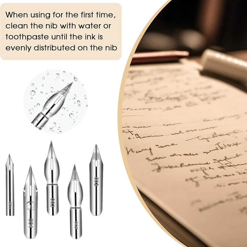 Comic Nib Set Tilted Calligraphy Nibs For Dip Pen Drawing Wooden Liquid Writing Holder Signing