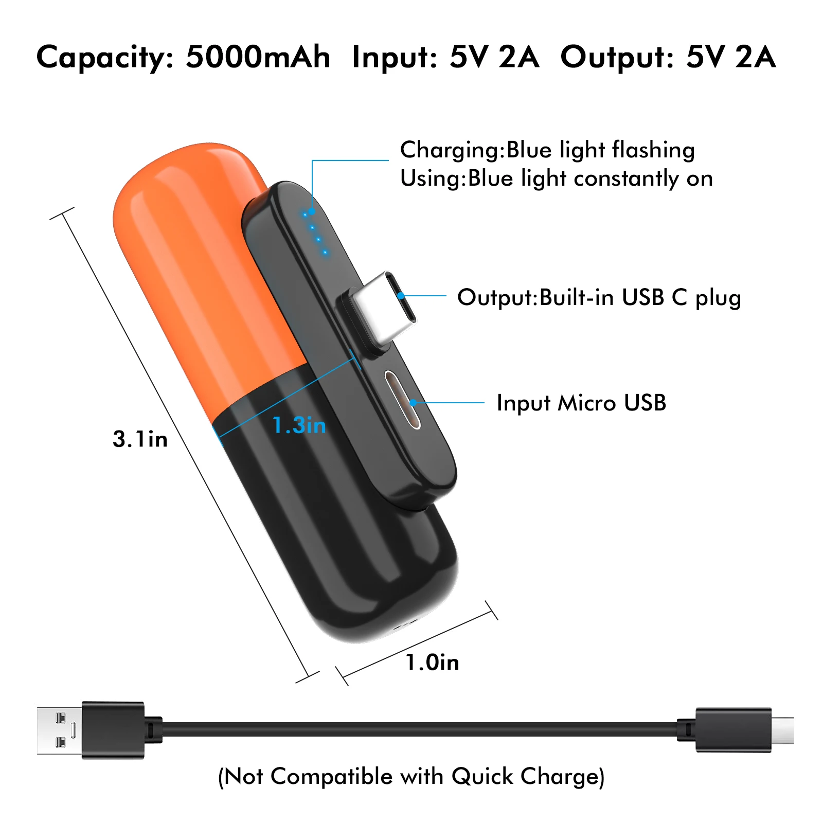 5000 мАч Внешний аккумулятор для Oculus Quest 2 Capsule VR аксессуары очков power bank портативный