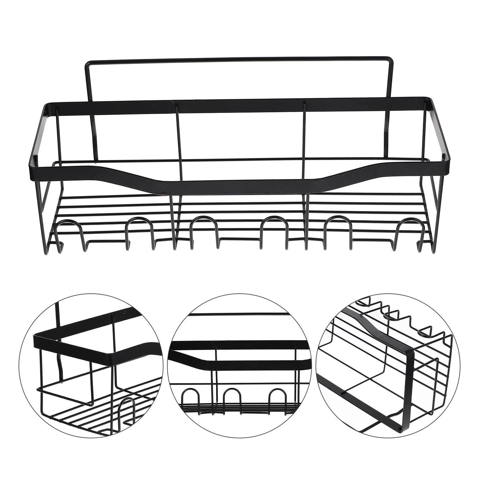 

Storage Rack Wall Shelf Holder Bathroom Kitchenbasket Organizer Seasoning Mounted Hangingtoilet Iron Metal Mount Stand Shampoo