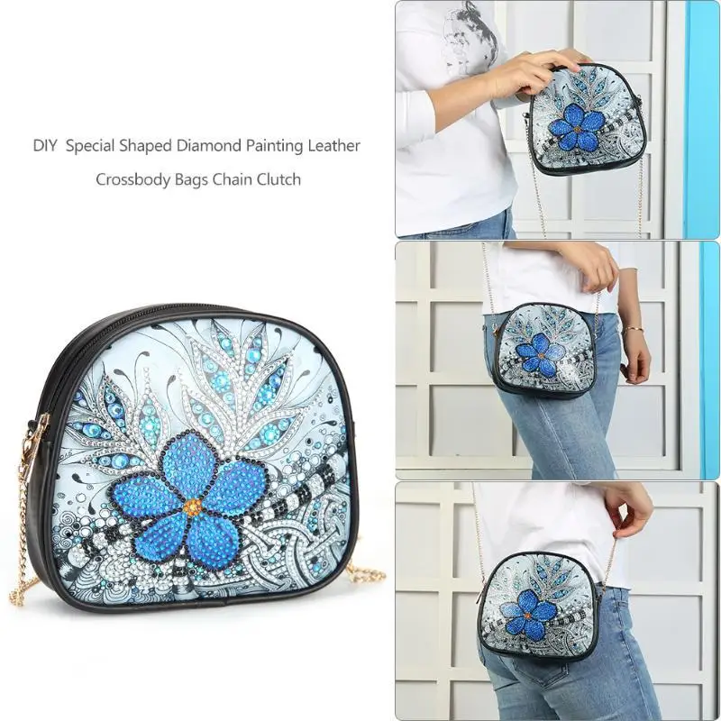 

5D DIY Diamond Painting Wallet Peafowl Butterfly Flower Leather Crossbody Chain Bags DIY Diamond Embroidery Bag Wallet Pouch
