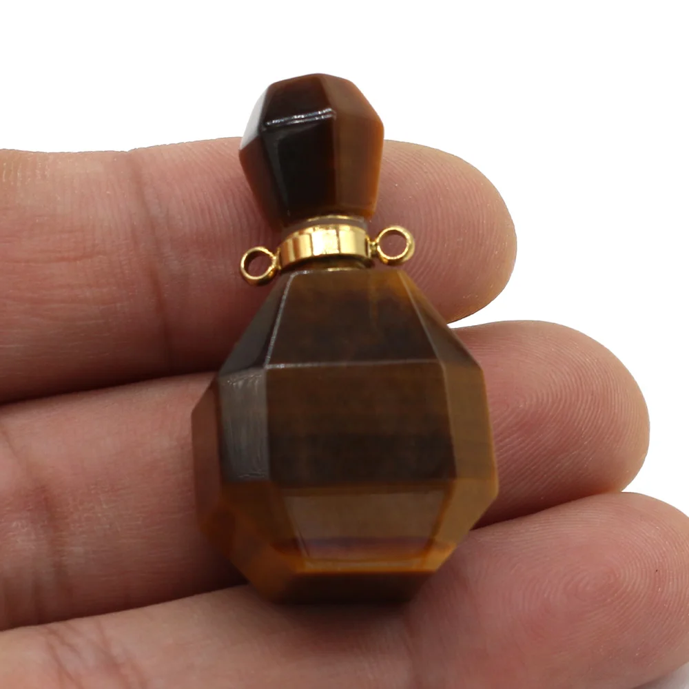 

2021New Natural Semi-precious Stone Tiger's Eye Perfume Bottle Classic Pendant for Jewelry Making DIY Necklace Accessories Gifts