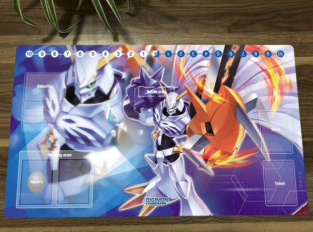

Digimon Duel Playmat Omnimon Trading Card Game Mat DTCG CCG Mat Rubber Mouse Pad Desk Pad TCG Play Mat & Card Zones Free Bag
