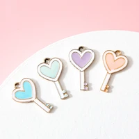 10pcslot 1020mm enamel key hearts charms for diy jewelry making accessories alloy key charms necklaces earrings pendants