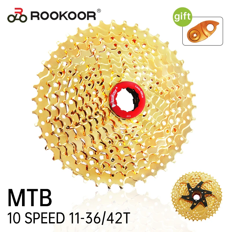 

Rookoor Brand New Mountain Bike 10 Speed Cassette Velocidade MTB Cassette Bicycle Parts Sprocket 36T 42T Golden Ultralight
