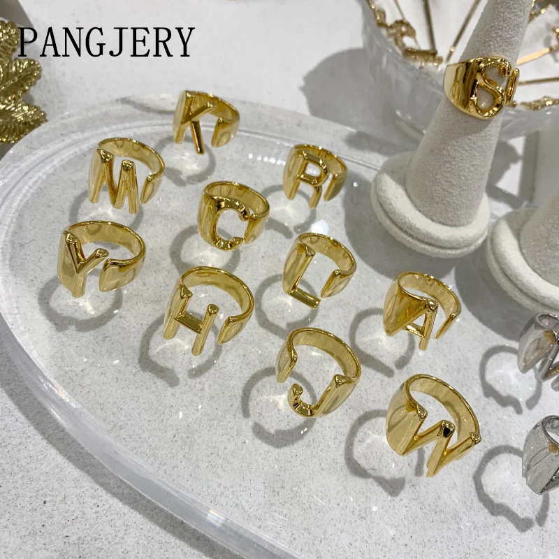 PANGJARY золотого цвета английского алфавита кольцо для женщин INS модное креативное