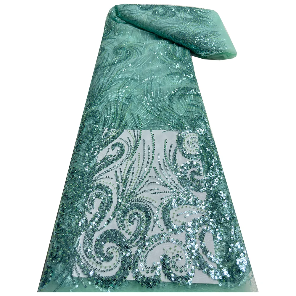 Африканская бисерная Кружевная Ткань 5 ярдов 2024 высококачественные блестки