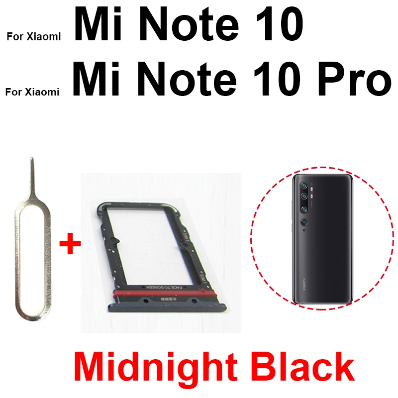 Фото Держатель лотка для SIM-карты для Xiaomi Mi Note 10 Note 10 Pro Mi Note 10 Lite, слот для SIM-карты, адаптер для чтения, запасные части со штифтом №2
