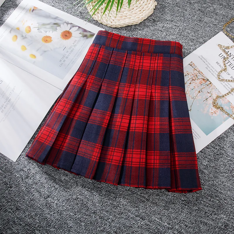 CRENSHAW Punk Gothic Women Pleated Skirts High Waist A-Line Plaid Mini Skirt Ladies Dance Short Skirt Green Black Female Skirts images - 6