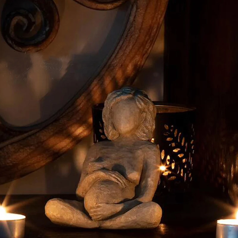 

Mother Earth Art Bronze Gaia Statue Gift Clay Pregnant Woman Table Decoration