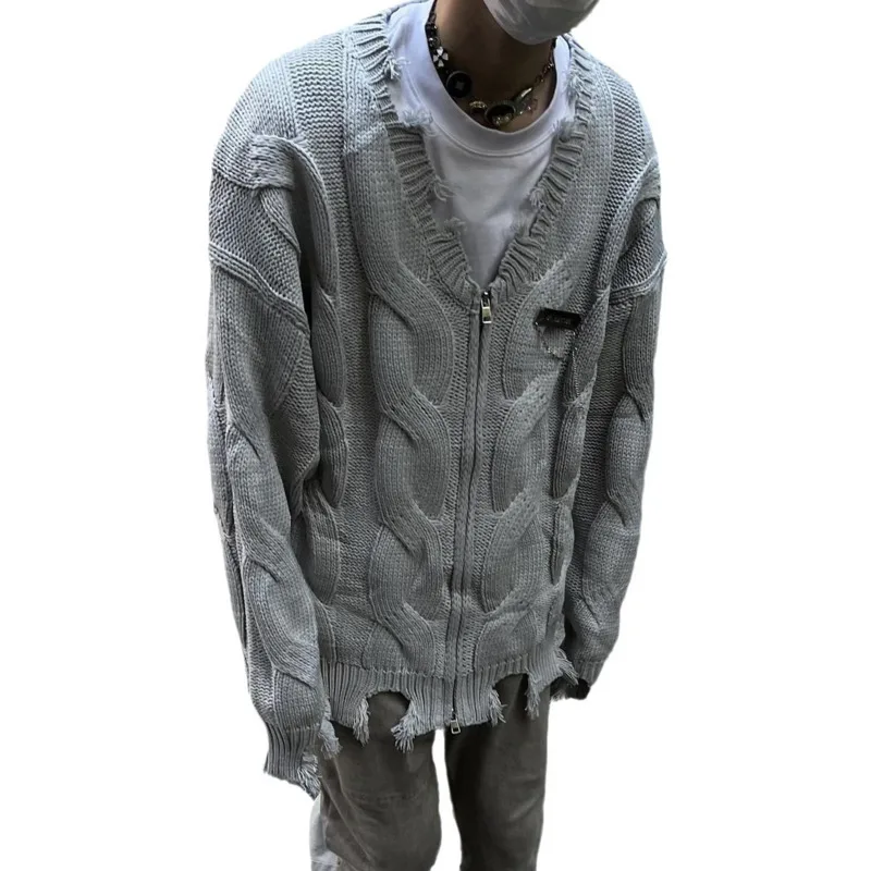 Американские потертые края High Street металлические контрастные цвета кардиганы с