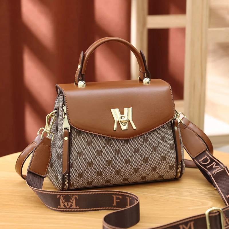 Letter Graphic Flap Handbag, Buckle Decor Top Handle Purse For Women, Fashion Zipper Shoulder Bag