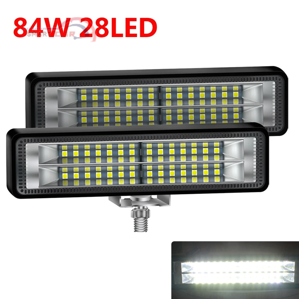 

2Pcs 84W Car Work Light LED 12-60V 28LED Spot Flood Combo Beam Worklight Bar 4x4 Offroad SUV ATV Tractor Boat Truck Excavator