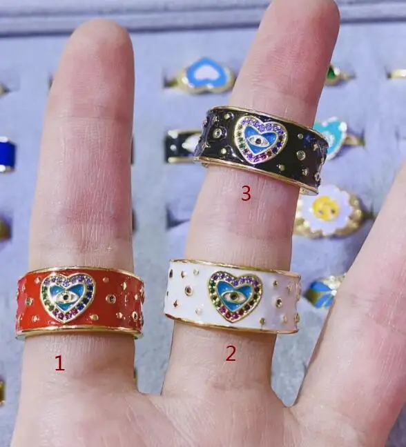 

1pcs Big Gold Heart Rings For Women Adjustable Female Steampunk CZ Zirconia Resizable Open Rings fdg4d