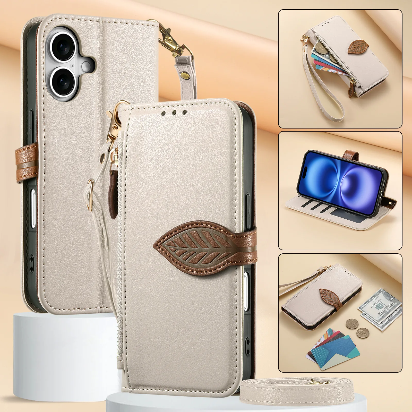 Фото Кожаный чехол-кошелек с левым узором и застежкой-пряжкой для Xiaomi Poco C85 C71 X7 Pro X6 M7 F8 Ultra F7 F5, с отделениями для 3 карт, в виде книжки №5