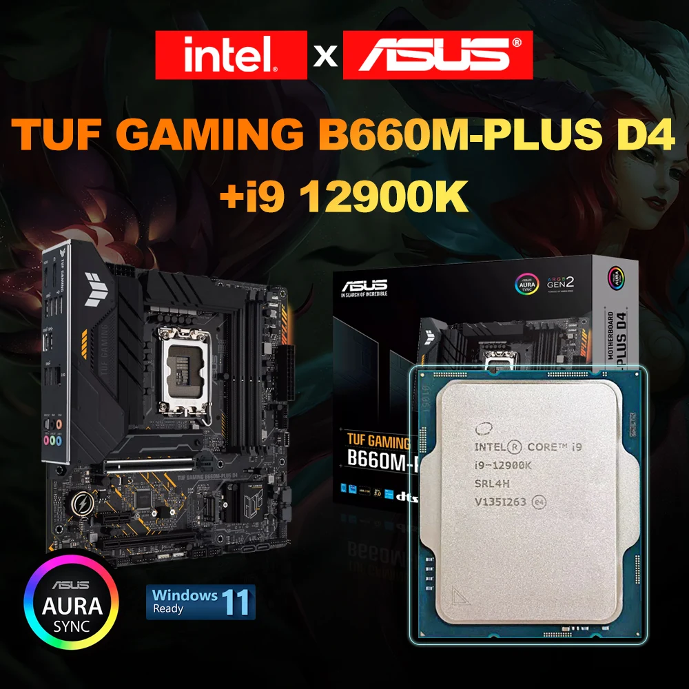 

Intel Core i9 12900K + ASUS TUF GAMING B660M-PLUS DDR4 Motherboard CPU + Motherboard Suit Support LGA 1700 New Without cooler