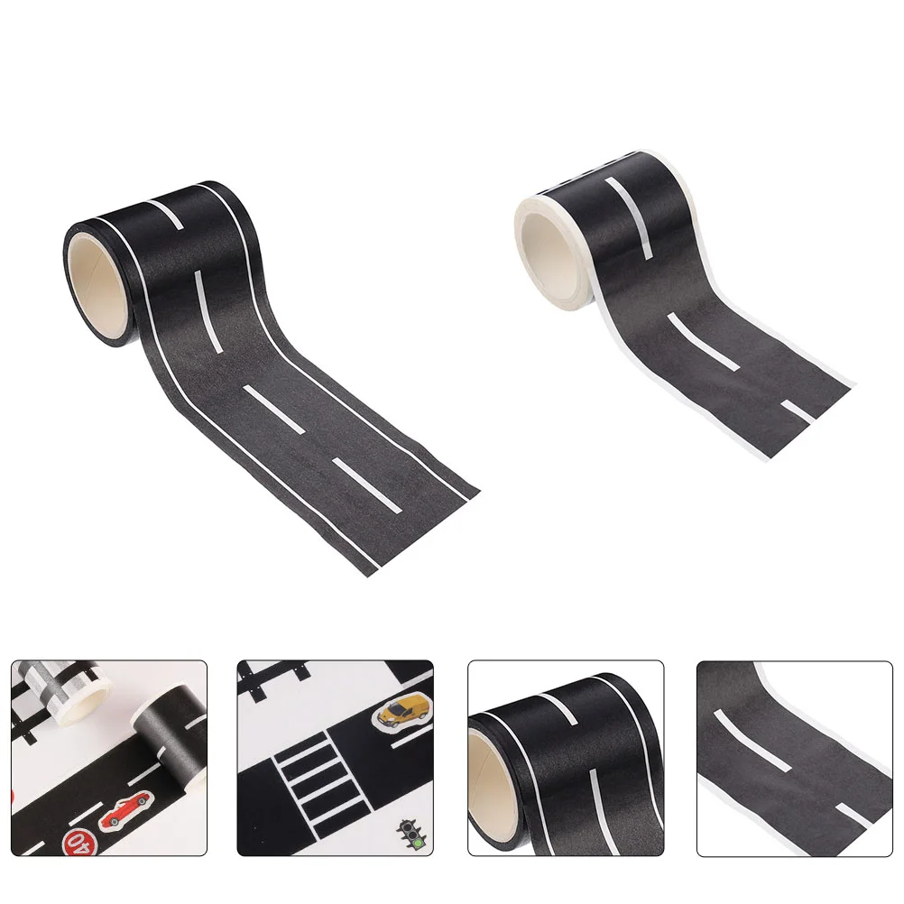 

2 Rolls of Car Track Road Tape Traffic Railroad Adhesive Tape Supply (Black)