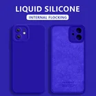 Флокированный Оригинальный жидкий силиконовый чехол для iPhone 11 Pro 13 12 Pro Max XS XR X 8 7 Plus SE 2020 Защита объектива мягкая задняя крышка
