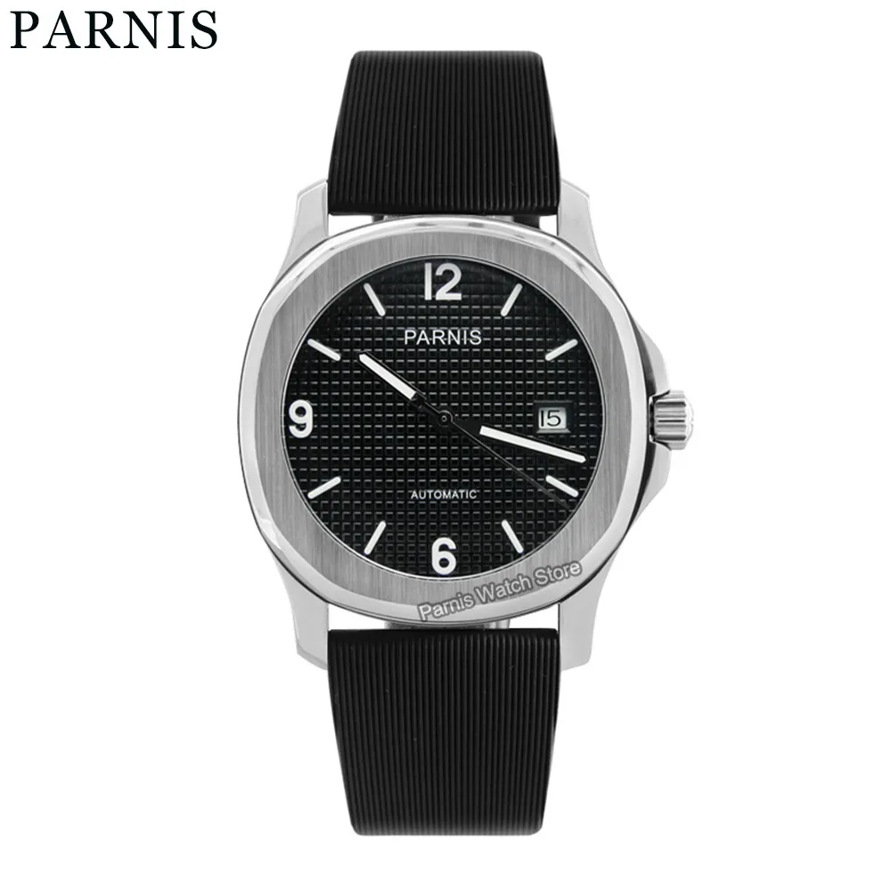 Мужские часы Parnis 39 мм механические автоматические со светящимся маркером и