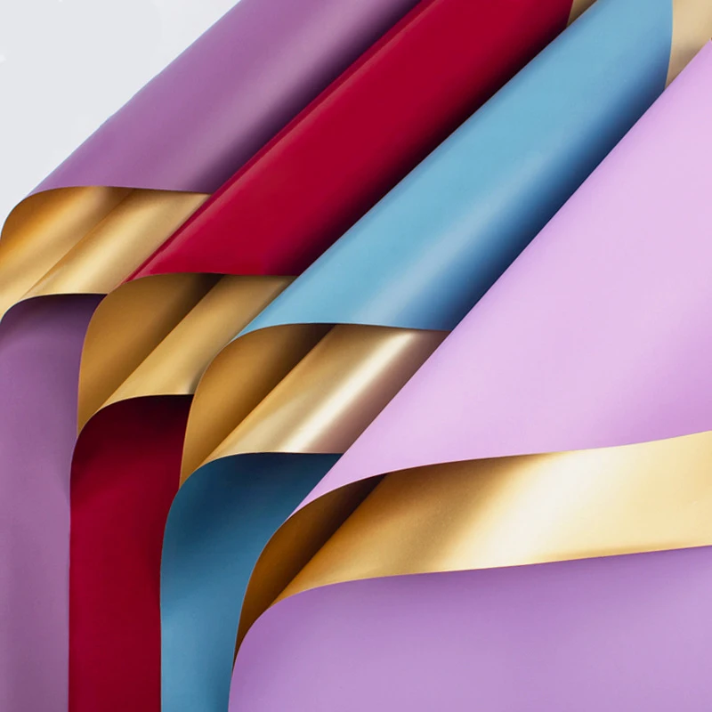 

20pcs/pack Golden Flower Wrapping Paper Pearlescent Film Material Light Luxury Two-color Wrapping Paper Wholesale
