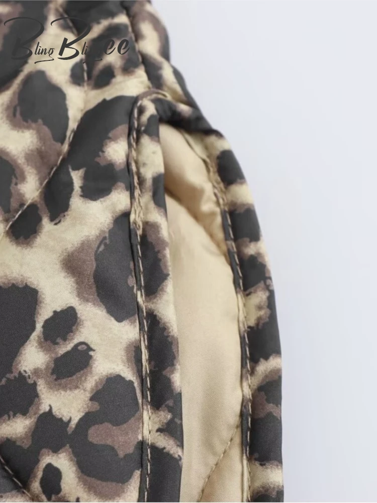 Женское хлопковое пальто с леопардовым принтом на молнии карманами