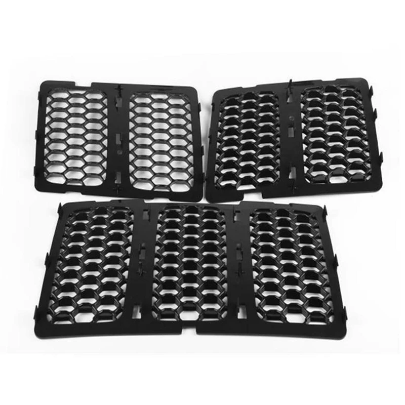 

6X Car Black Front Grille Inserts Trim Mesh Kit For Jeep Grand Cherokee 2014-2016