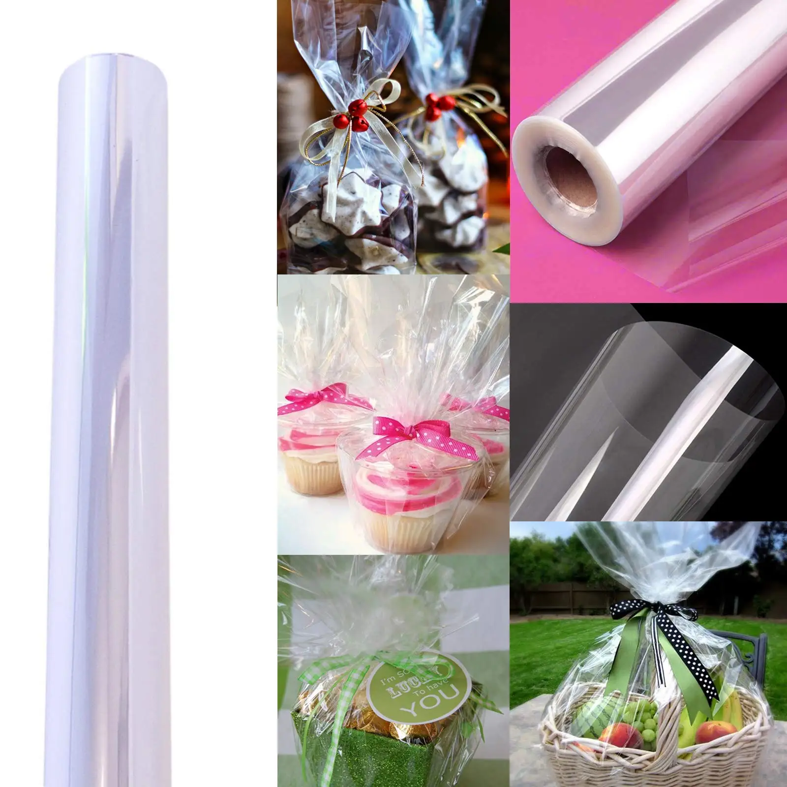 

Cellophane Gift Wrap Roll 30M Multi-Colored Gift Plastic Paper Cuttable Wrapping Gift packaging With Metal Tie Wire Party Decor