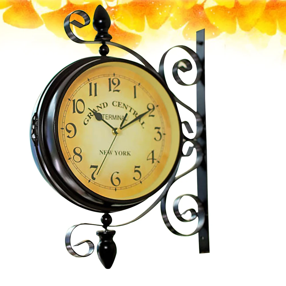 

Vintage Double Sided Wall Clock Iron Silent Quiet Grand Central Station Wall Clock Clock Decorative Double Faced Wall Clocks