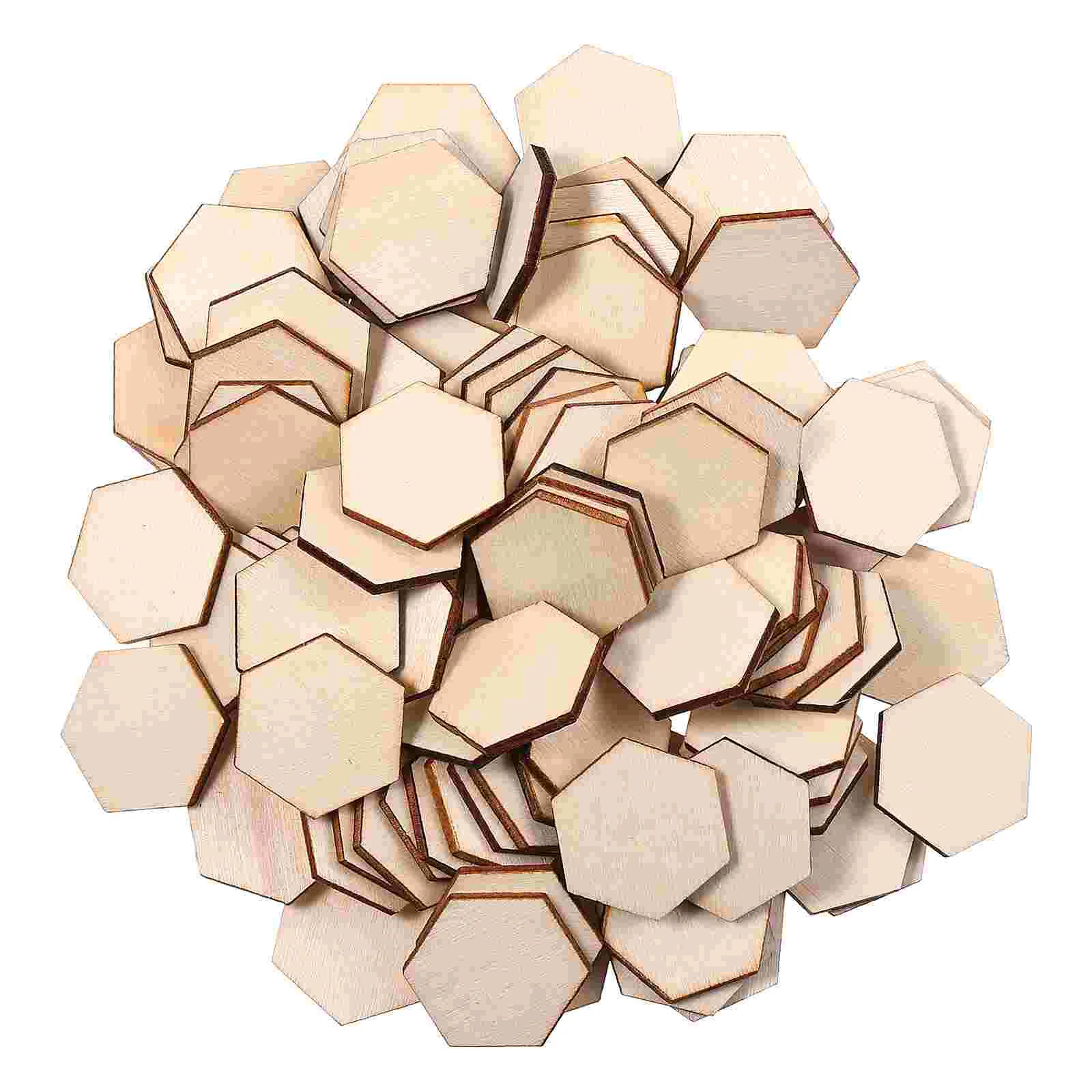 

Wood Cutouts Blank Unfinished Pieces Wooden Natural Board 25Mm Hexagonal Chips Slices Diy Crafts Hexagon