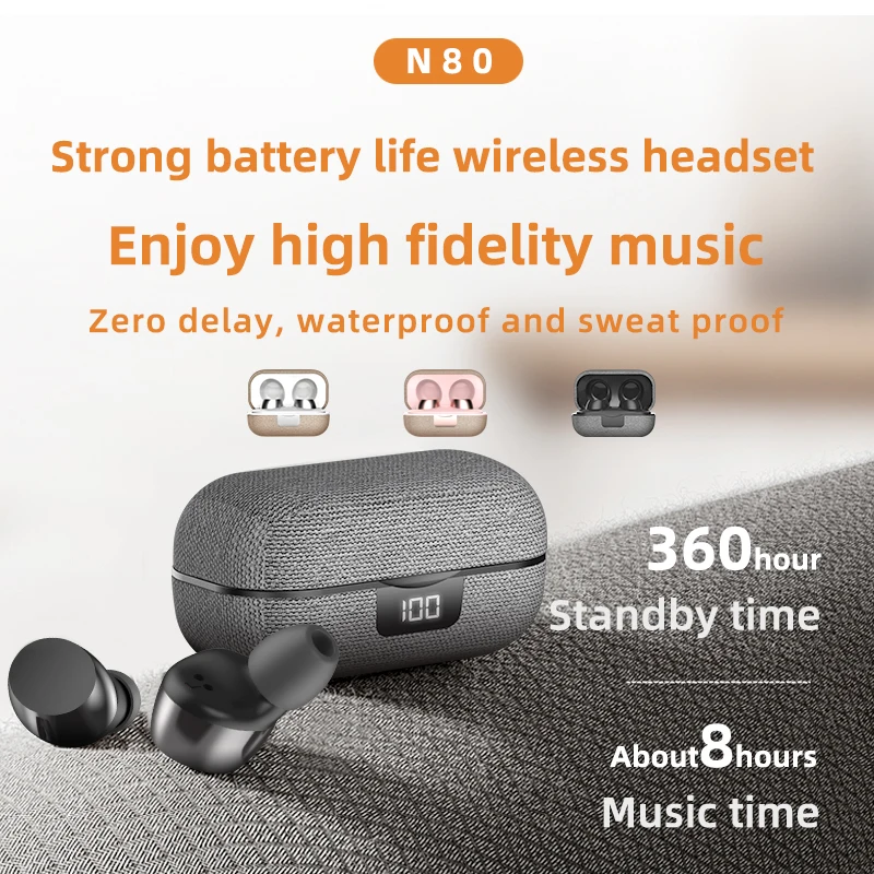

NOKEVAL N80 Sports Headset TWS Earphone Wireless headphone Mini Bluetooth 5.0 Earbuds with charging BOX For all smartphone