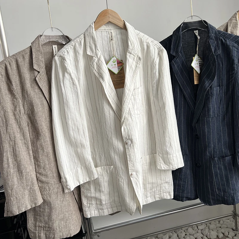 Sven Texture DuPont Fiber Linen Comfortable Cool Men's Ninth Sleeve Small Single s