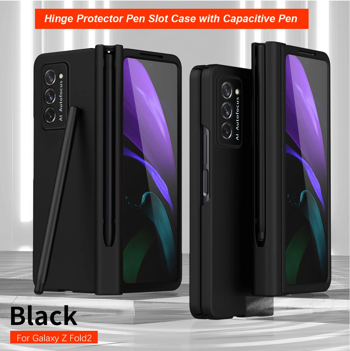 Shockproof Matte Case with Pen for Samsung Galaxy Z Fold 2 5G Case Hinge Protector Hard Plastic Cover for Samsung Z Fold2 Case